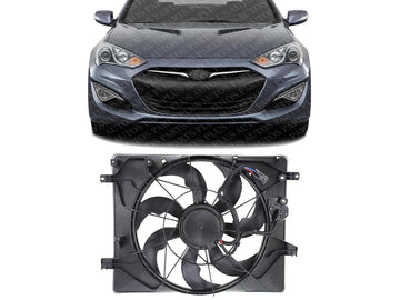 Front Radiator Single Fan Assembly Direct Replacement Compatible with 2013-2016 Hyundai Genesis Coupe HY3115148 253802M280