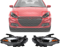 Set Of 2 Front Head Light Lens And Housing Right Passenger & Left Driver Side Direct Replacement Compatible With 2013-2016 Dodge Dart CH2519145 CH2518145 68292808AB 68292809AB