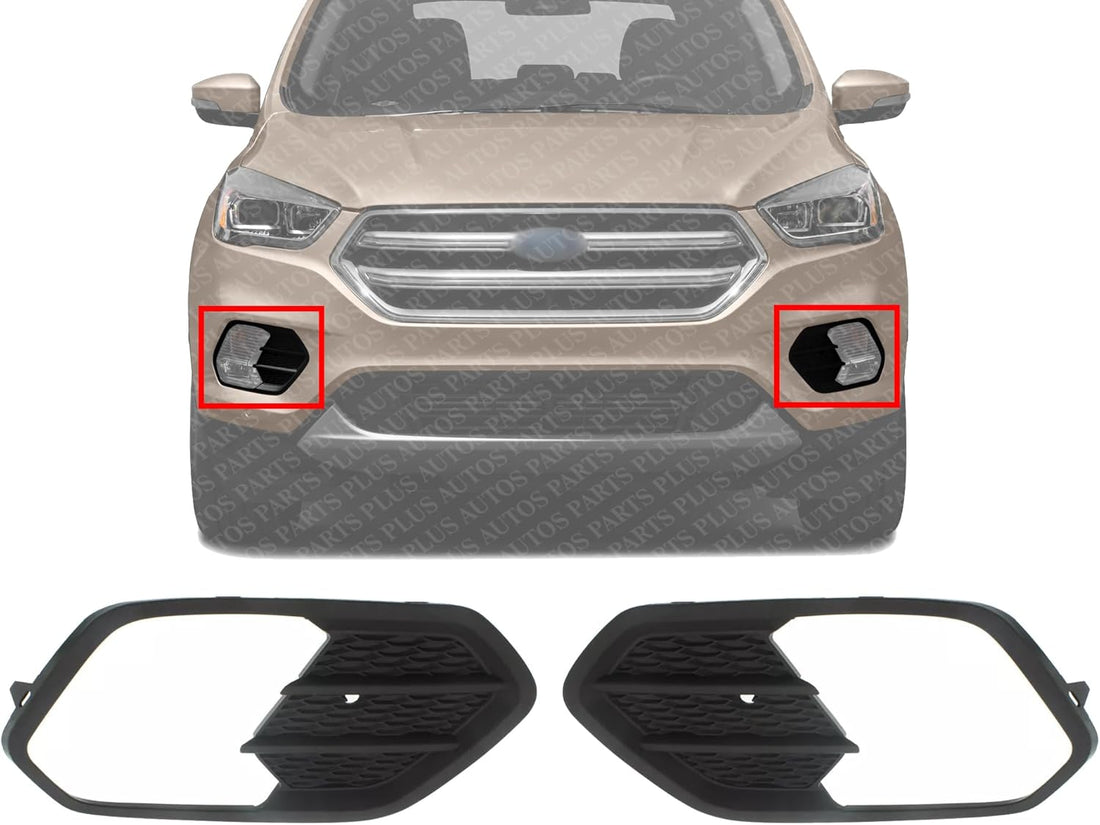 Set Of 2 Front Fog Light Cover Textured Left Driver & Right Passenger Side Direct Replacement Compatible With 2017-2019 Ford Escape FO1039164 FO1038164 GJ5Z17K946AA GJ5Z17K946AB