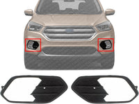 Set Of 2 Front Fog Light Cover Textured Left Driver & Right Passenger Side Direct Replacement Compatible With 2017-2019 Ford Escape FO1039164 FO1038164 GJ5Z17K946AA GJ5Z17K946AB