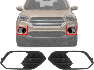 Set Of 2 Front Fog Light Cover Textured Left Driver & Right Passenger Side Direct Replacement Compatible With 2017-2019 Ford Escape FO1039164 FO1038164 GJ5Z17K946AA GJ5Z17K946AB