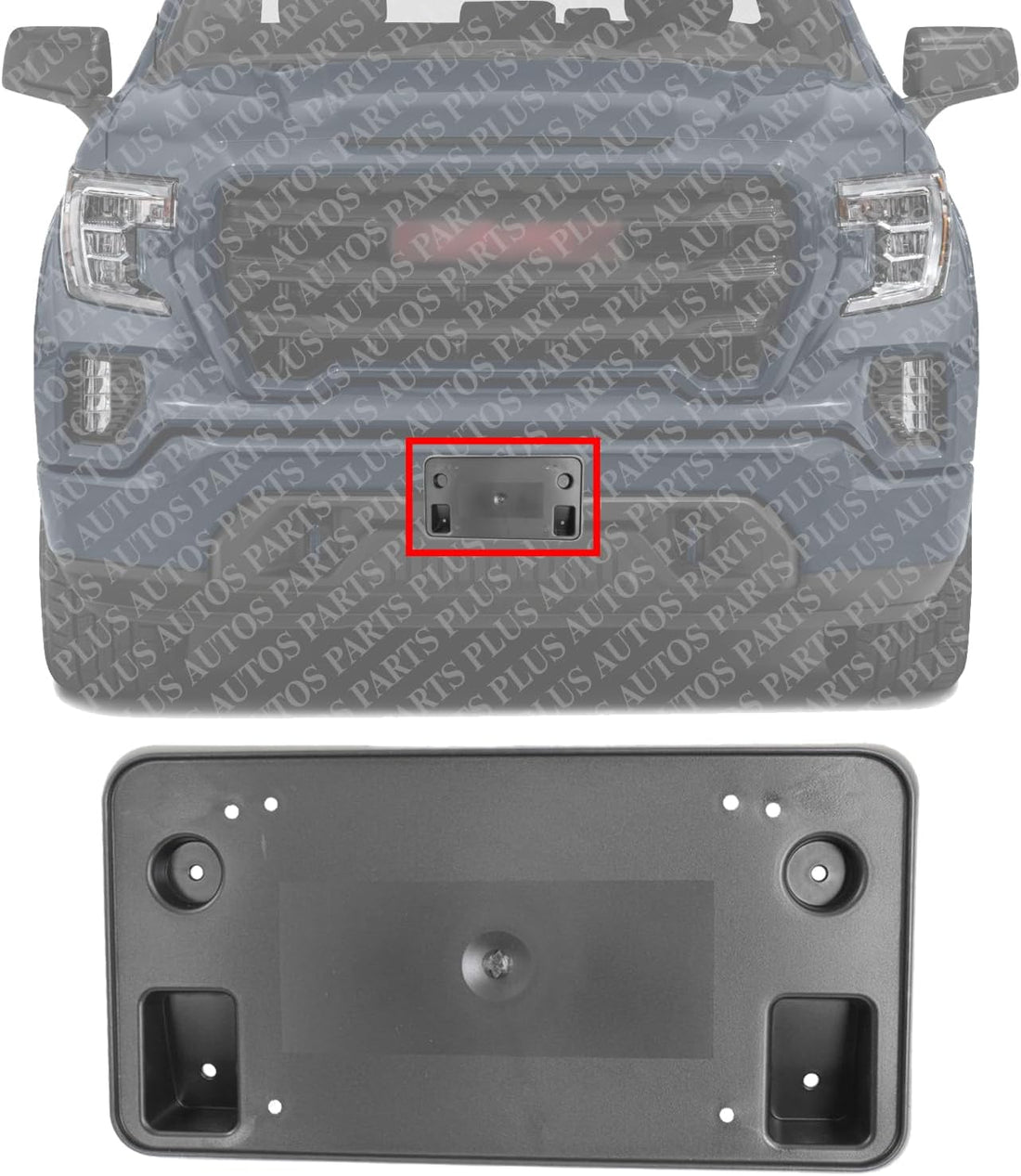 Front License Plate Bracket Direct Replacement Compatible with 2016-2018 GMC Sierra 1500 GM1068173 23354525
