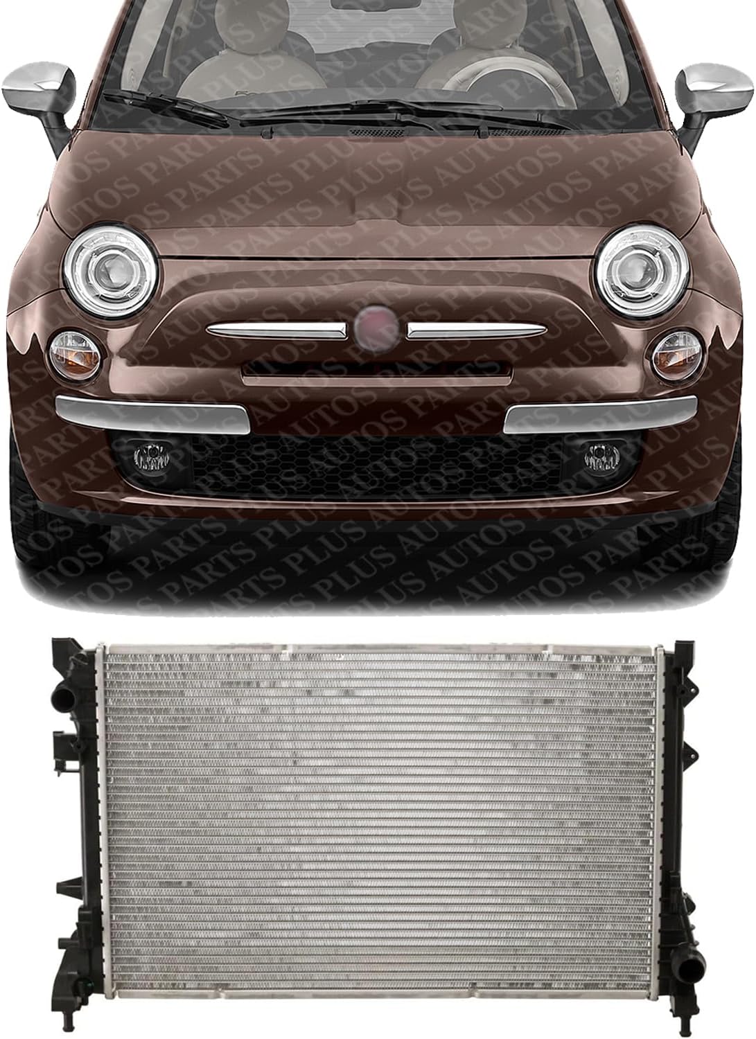 Front Radiator Aluminum Core Direct Replacement Compatible With 2012-2019 Fiat 500 FI3010100 55111352AA