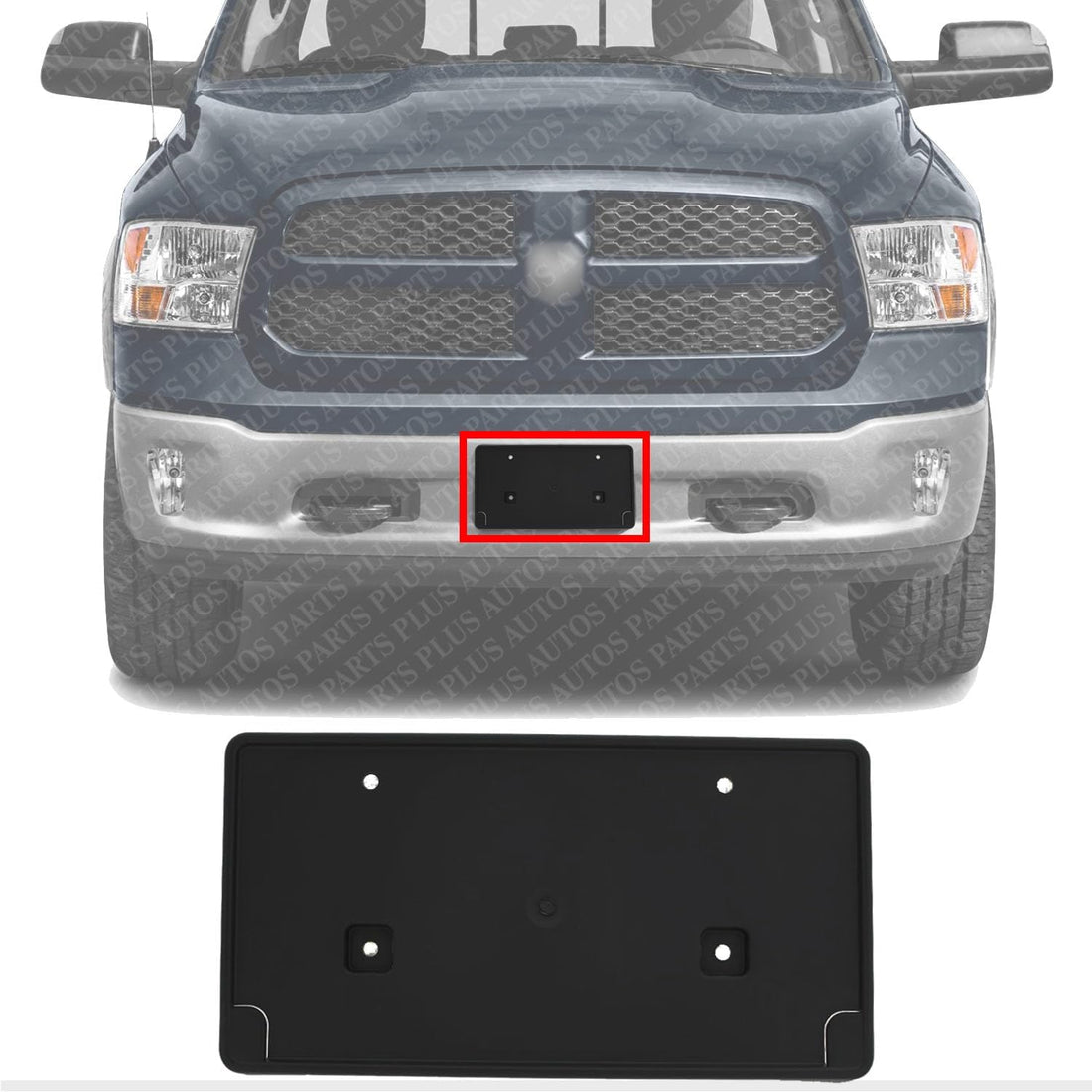 AUTOS PARTS PLUS Front License Plate Bracket Direct Replacement Compatible with RAM 1500 2013-2018/1500-Classic 2019-2020 CH1068128 68141642AA