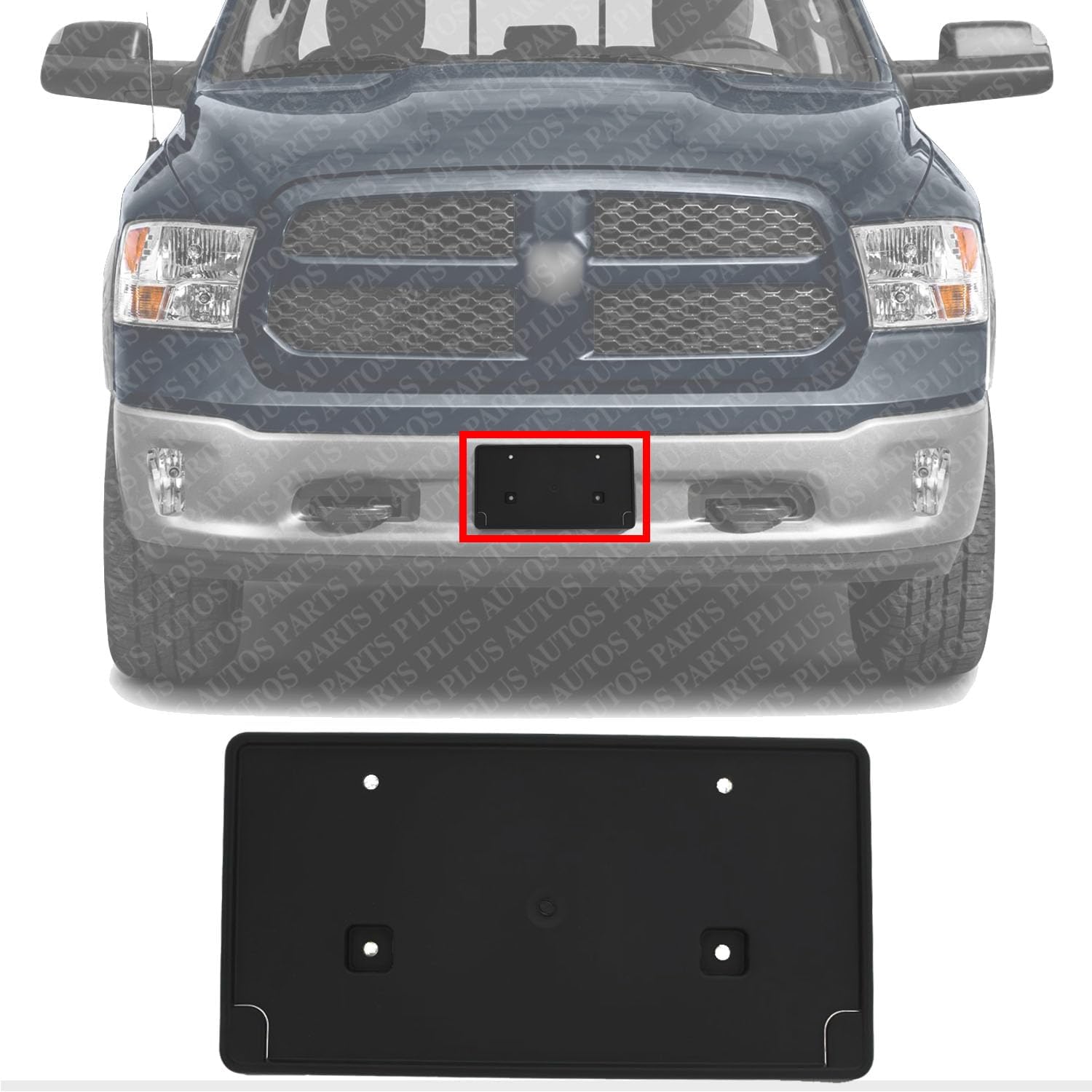 AUTOS PARTS PLUS Front License Plate Bracket Direct Replacement Compatible with RAM 1500 2013-2018/1500-Classic 2019-2020 CH1068128 68141642AA