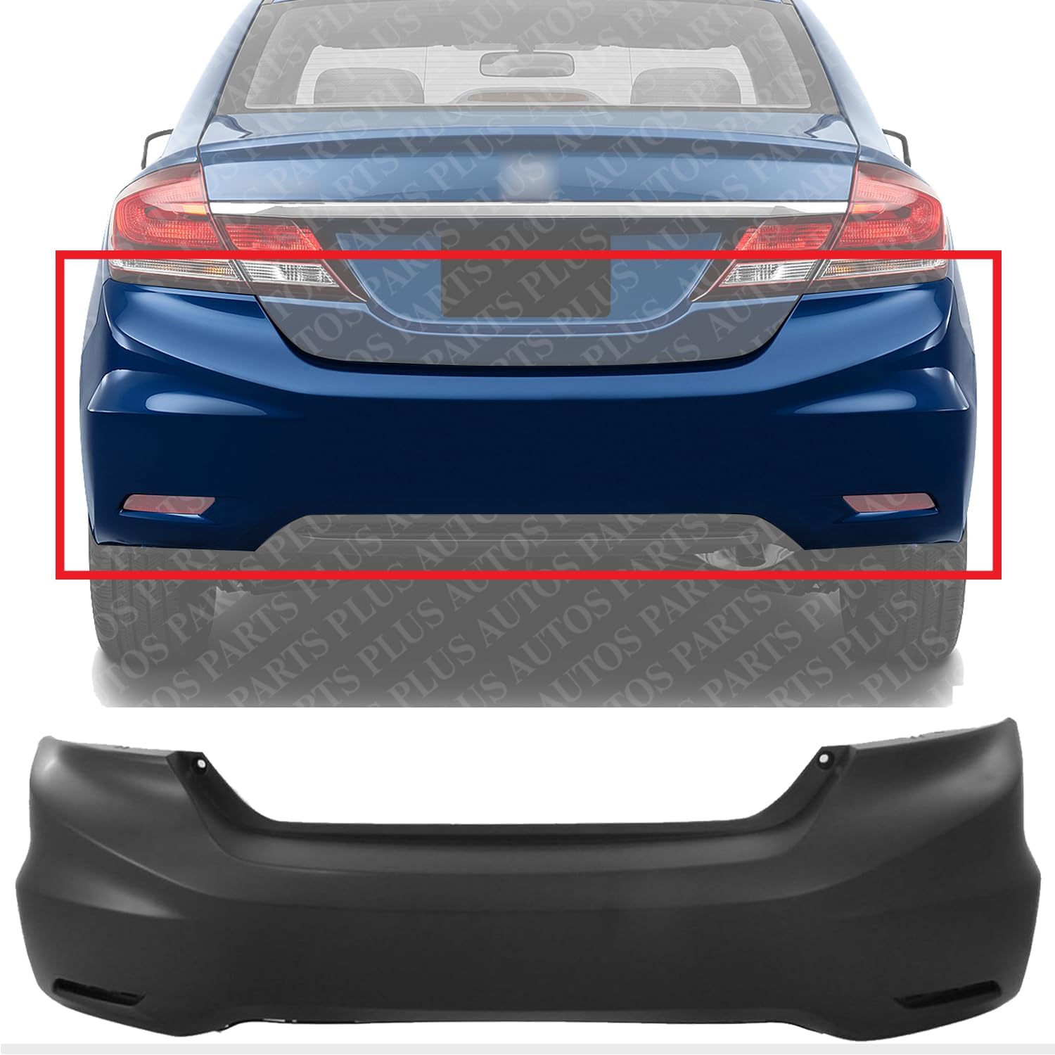 Rear Bumper Upper Cover Primed Direct Replacement Compatible With 2013-2015 Honda Civic HO1100278 04715TR3A50ZZ 04715TR3A80ZZ