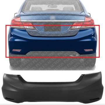 Rear Bumper Upper Cover Primed Direct Replacement Compatible With 2013-2015 Honda Civic HO1100278 04715TR3A50ZZ 04715TR3A80ZZ