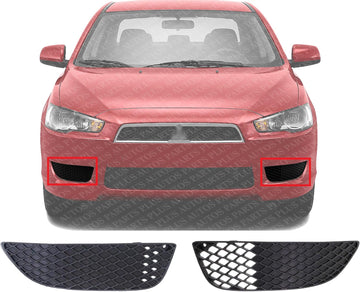 Set Of 2 Front Fog Light Cover Textured Plastic Left Driver & Right Passenger Side Direct Replacement Compatible With 2008-2015 Mitsubishi Lancer MI1039108 MI1038108