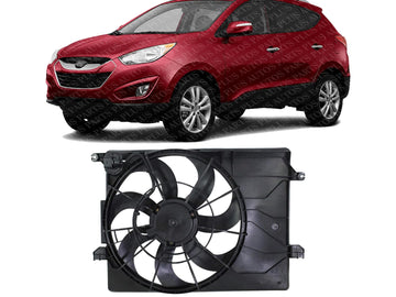 Front Radiator Cooling Fan Assembly Plastic Direct Replacement Compatible with 2010-2013 Hyundai Tucson / 2011-2013 Kia Sportage HY3115137 253802S500