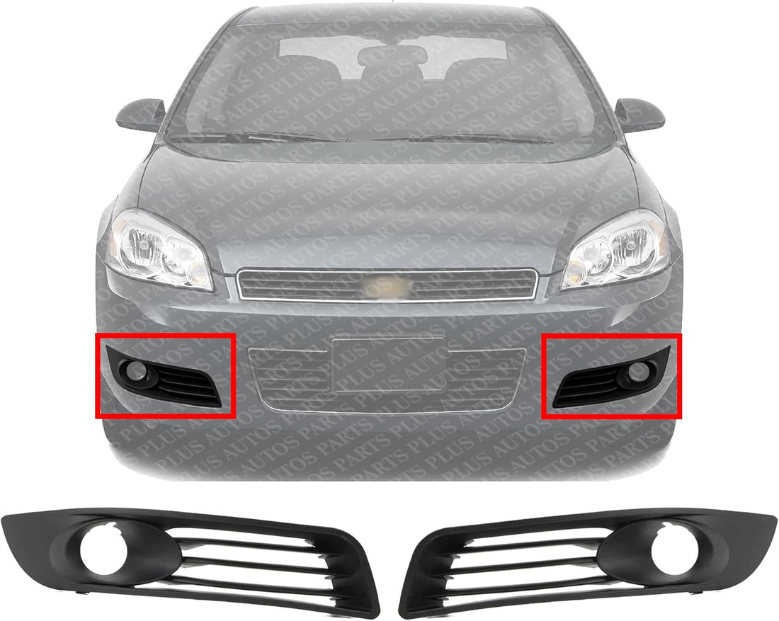 Set Of 2 Front Fog Light Molding Primed Left Driver & Right Passenger Side Direct Replacement Compatible With 2008-2011 Chevrolet Impala GM1038103 GM1039103 22756161 22756162