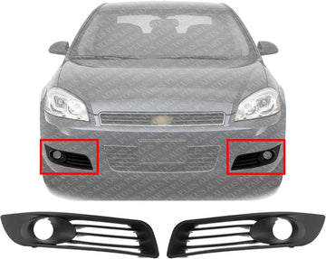 Set Of 2 Front Fog Light Molding Primed Left Driver & Right Passenger Side Direct Replacement Compatible With 2008-2011 Chevrolet Impala GM1038103 GM1039103 22756161 22756162