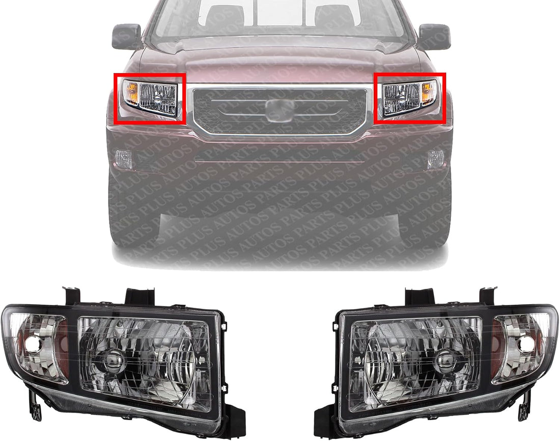 Set Of 2 Front Headlight Lens And Housing Right Passenger & Left Driver Side Direct Replacement Compatible With 2006-2008 Honda Ridgeline HO2502128 HO2503128 33151SJCA02 33101SJCA02