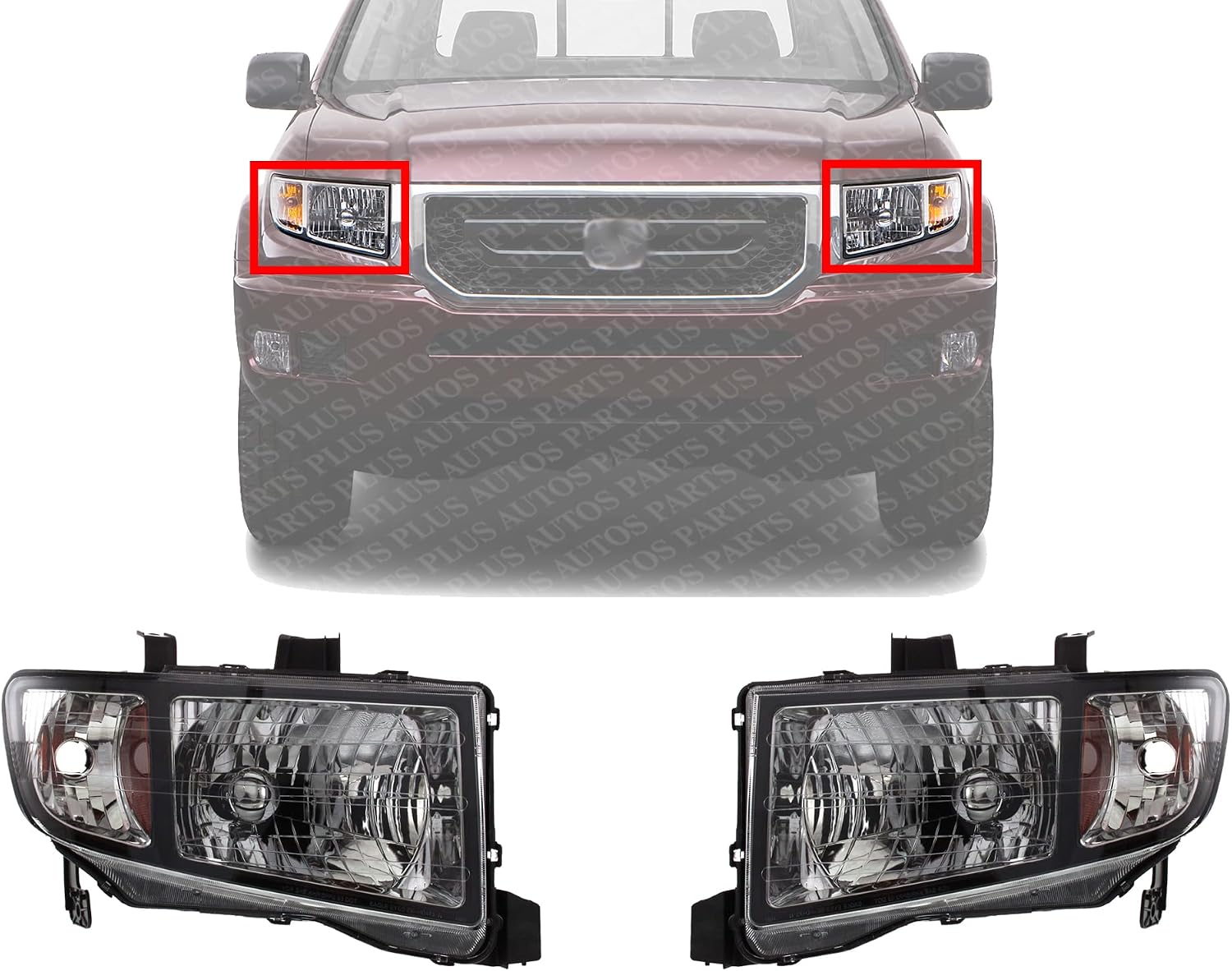 Set Of 2 Front Headlight Lens And Housing Right Passenger & Left Driver Side Direct Replacement Compatible With 2006-2008 Honda Ridgeline HO2502128 HO2503128 33151SJCA02 33101SJCA02