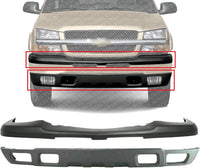 Front Bumper Upper Cover Textured + Lower Valance With Fog Light Holes Direct Replacement Compatible With 2003-2006 Chevrolet Silverado 1500 GM1092173 GM1051110 10397999 15139805