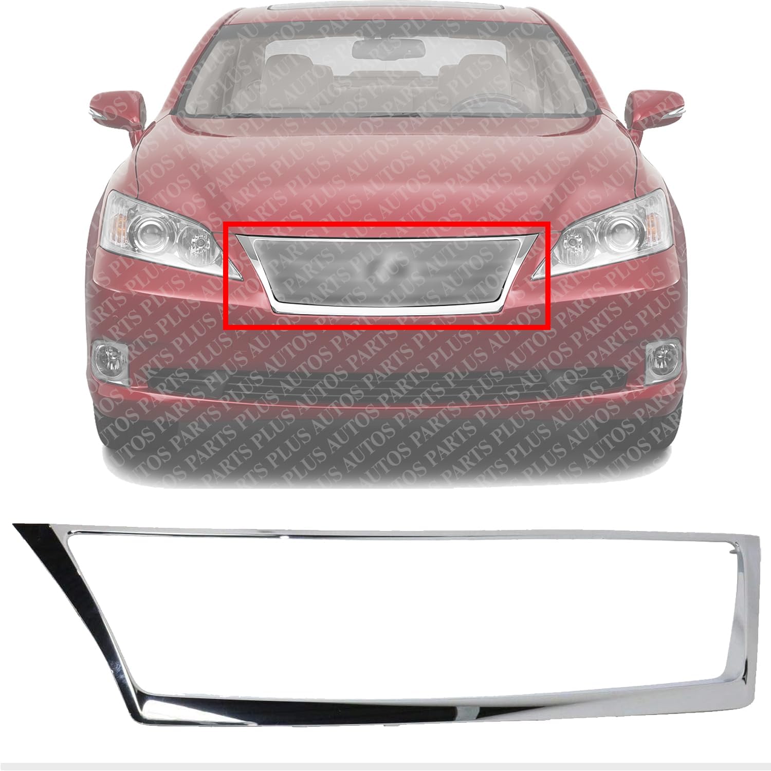 Front Center Main Grille Trim Molding Chrome Direct Replacement Compatible With 2010-2012 Lexus ES350 LX1210103 5311133350