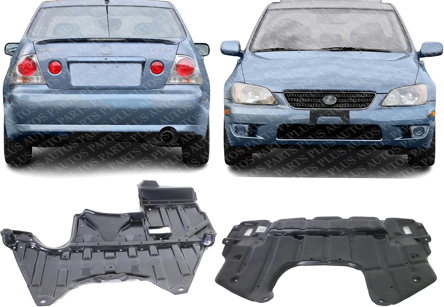 Front & Rear Engine Splash Shield Under Cover Plastic Direct Replacement Compatible with 2001-2005 Lexus IS300 LX1228108 LX1228101 5141053012 5142053012