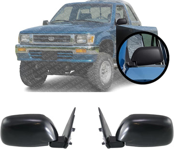 Set Of 2 Front Mirror Manual Folding Non-Heated Primed With Single Glass Right Passenger & Left Driver Side Direct Replacement Compatible With 1989-1995 Toyota Pickup TO1320112