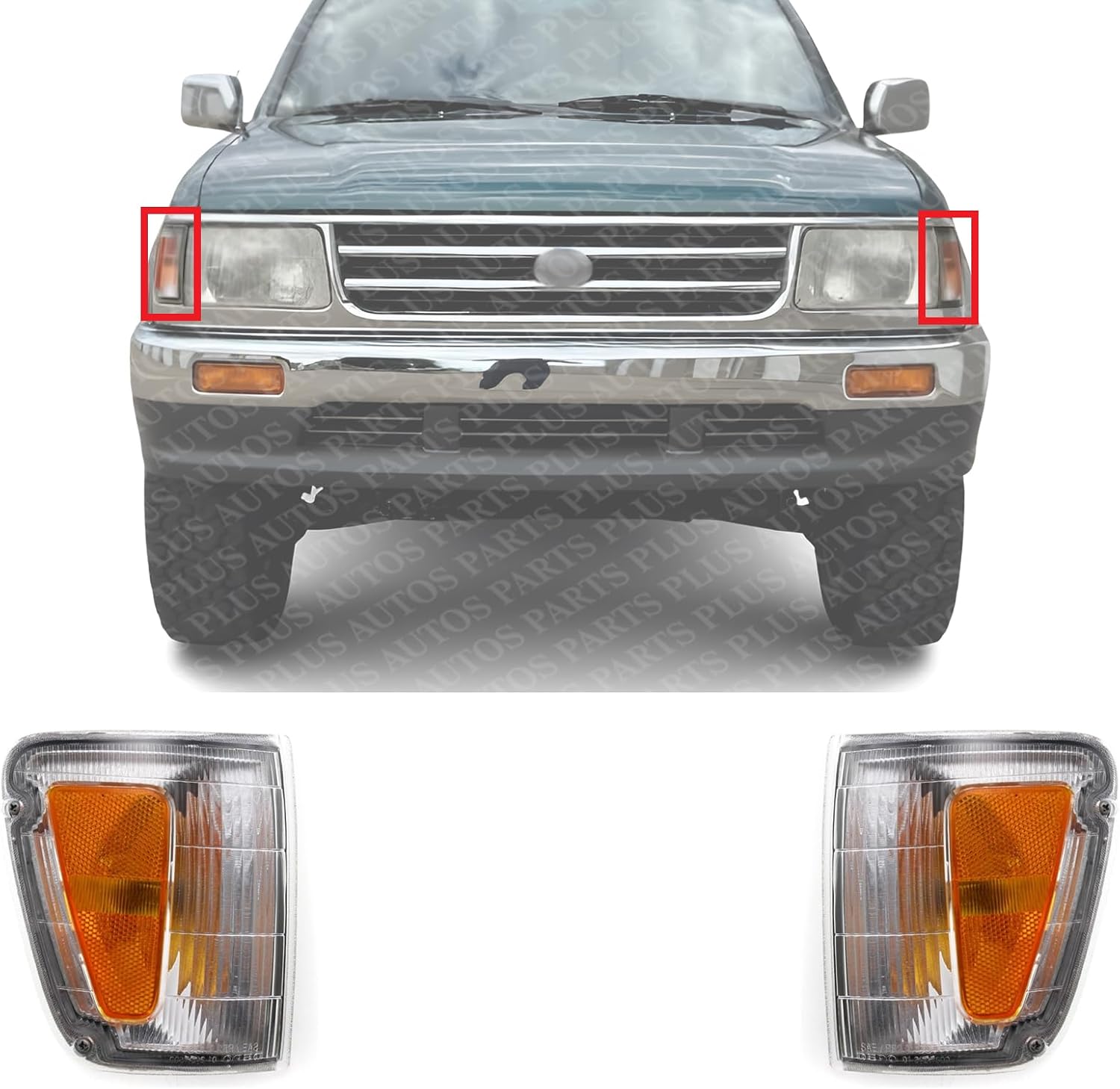 Set Of 2 Front Corner Light Assembly Plastic Left Driver & Right Passenger Side Direct Replacement Compatible With 1993-1998 Toyota T100 TO2521140 TO2520140 8161034010 8162034010