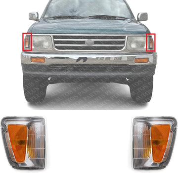 Set Of 2 Front Corner Light Assembly Plastic Left Driver & Right Passenger Side Direct Replacement Compatible With 1993-1998 Toyota T100 TO2521140 TO2520140 8161034010 8162034010