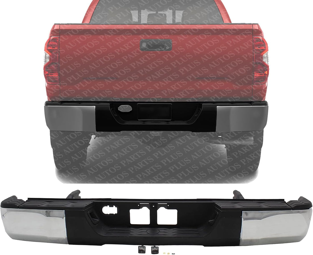 Rear Step Bumper Assembly Chrome Steel Direct Replacement Compatible With 2014-2021 Toyota Tundra TO1103119 521520C030 521510C100 520570C0