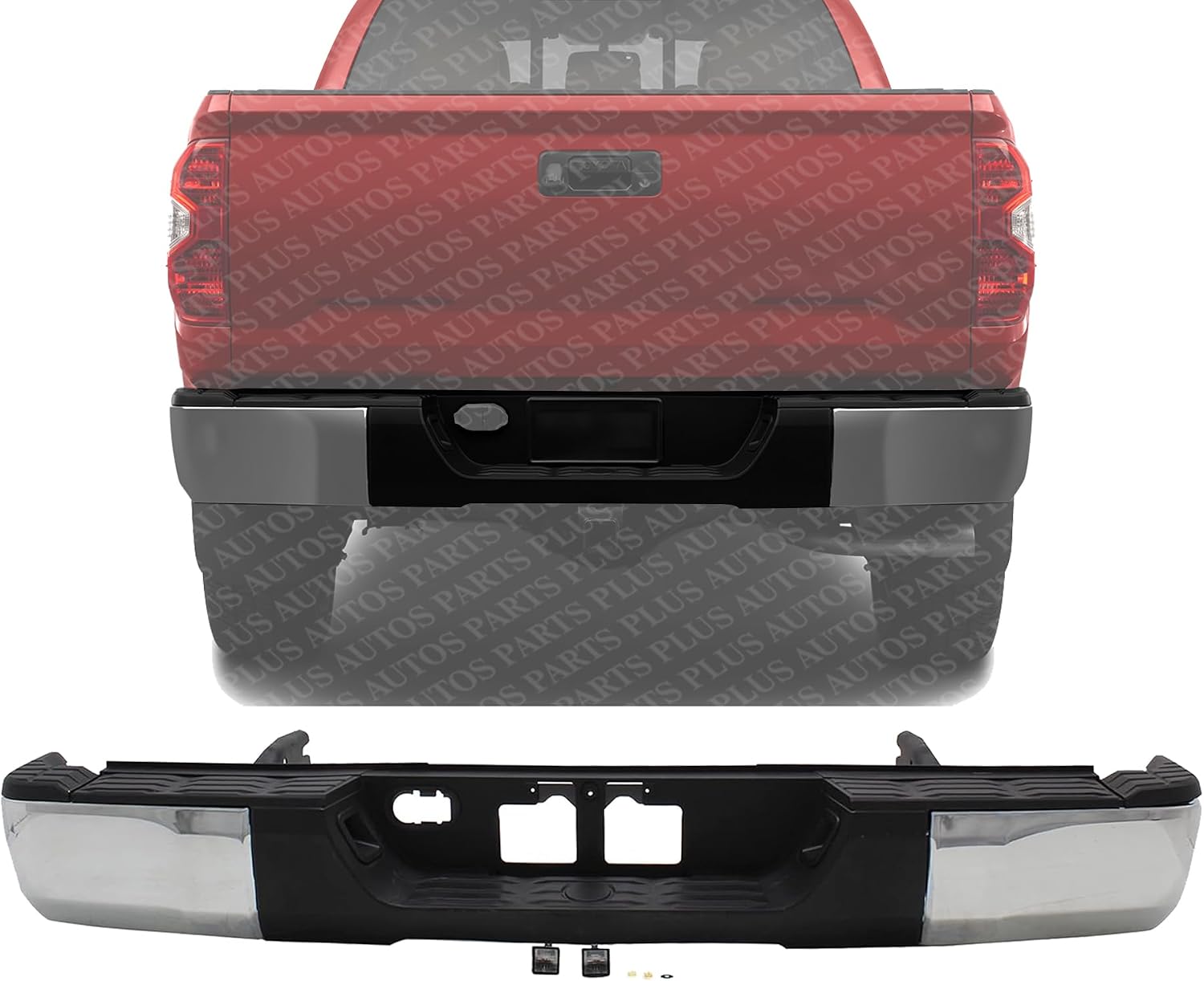Rear Step Bumper Assembly Chrome Steel Direct Replacement Compatible With 2014-2021 Toyota Tundra TO1103119 521520C030 521510C100 520570C0