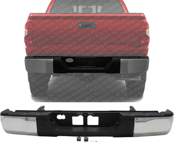 Rear Step Bumper Assembly Chrome Steel Direct Replacement Compatible With 2014-2021 Toyota Tundra TO1103119 521520C030 521510C100 520570C0