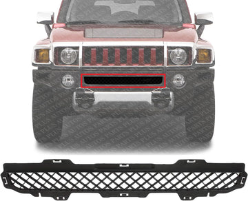 Front Bumper Lower Grille Textured Gray Plastic Without Fog Light Holes Direct Replacement Compatible With 2006-2010 Hummer H3 HU1036100 25821170