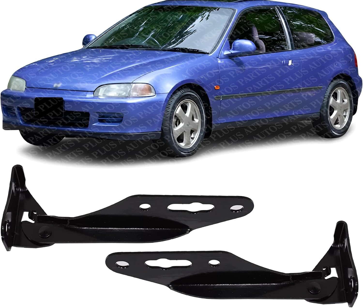 Set Of 2 Front Hood Hing Left Driver & Right Passenger Side Direct Replacement Compatible With 1992-1995 Honda Civic HO1236104 HO1236103 60120SR0A00ZZ 60170SR0A00ZZ