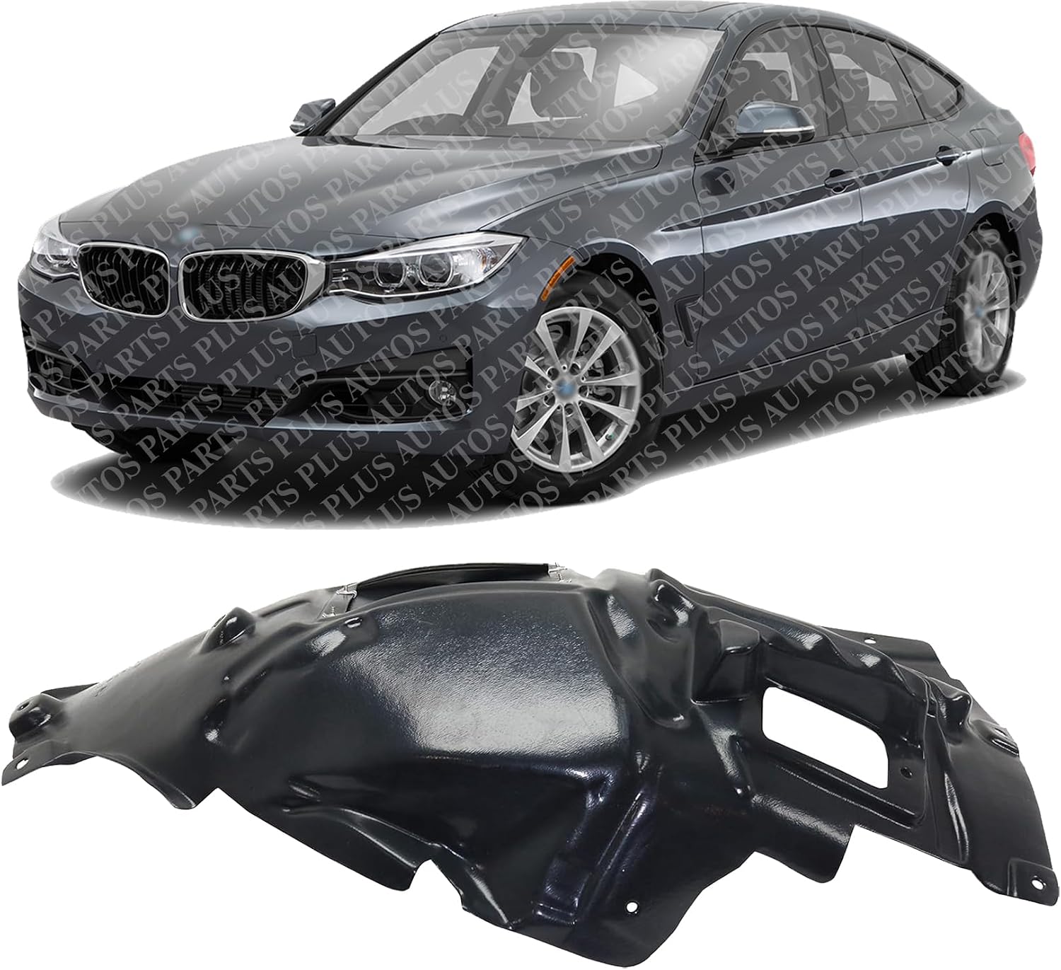 Front Fender Liner Middle Section Left Driver Side Direct Replacement Compatible With 2014-2019 BMW 3-Series GT BM1248154 51717288909