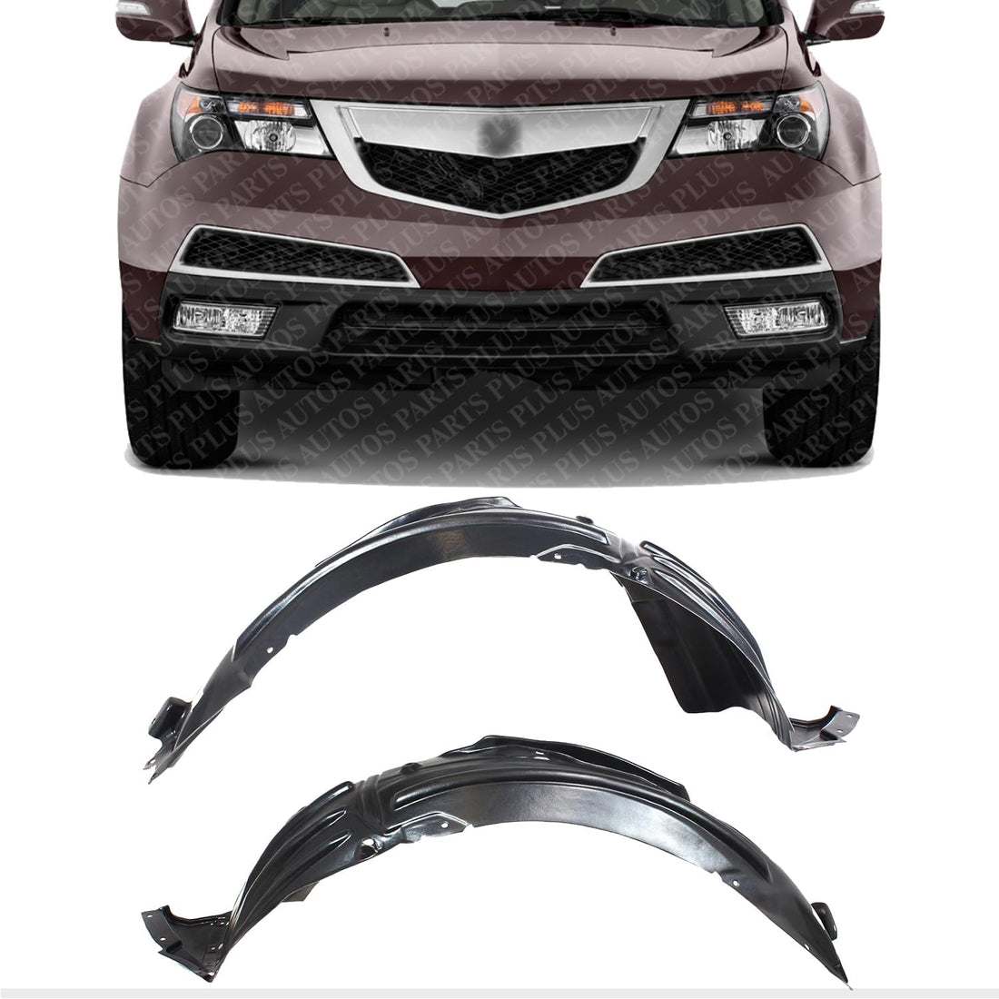 Set Of 2 Front Fender Liner Left Driver & Right Passenger Side Direct Replacement Compatible With 2007-2013 Acura MDX AC1249123 AC1248123 74101STXA00 74151STXA00