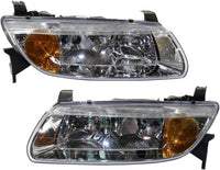 Set Of 2 Front Headlight Assembly Halogen Right Passenger & Left Driver Side Direct Replacement Compatible With 2000-2002 Saturn L-Series GM2503200 GM2502200 90583595-PFM 90583594-PFM