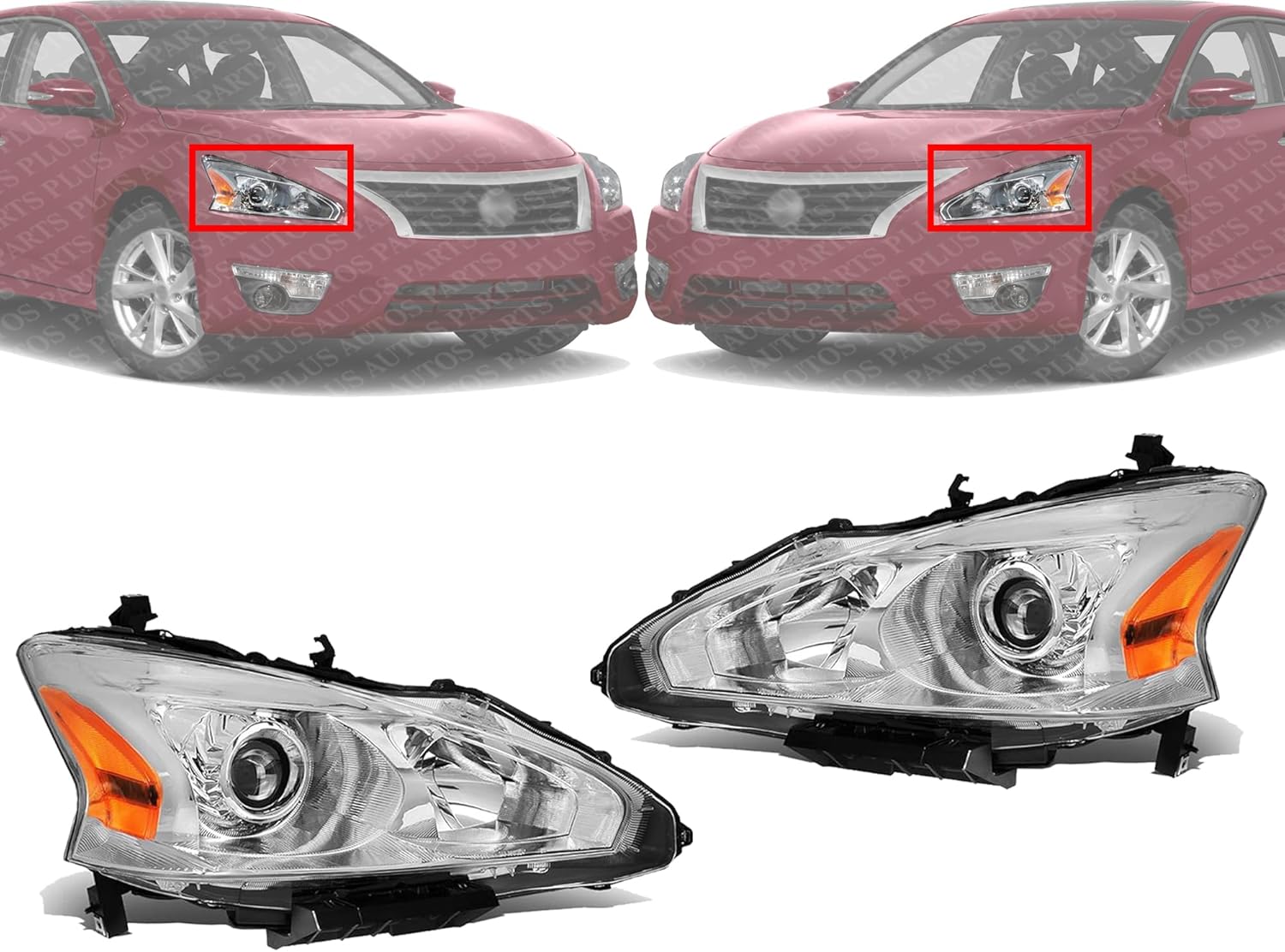 Set Of 2 Front Head Light Assembly Left Driver & Right Passenger Side Direct Replacement Compatible With 2013-2015 Nissan Altima NI2503208 NI2502208 260103TA9A 260603TA9A