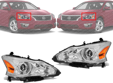 Set Of 2 Front Head Light Assembly Left Driver & Right Passenger Side Direct Replacement Compatible With 2013-2015 Nissan Altima NI2503208 NI2502208 260103TA9A 260603TA9A