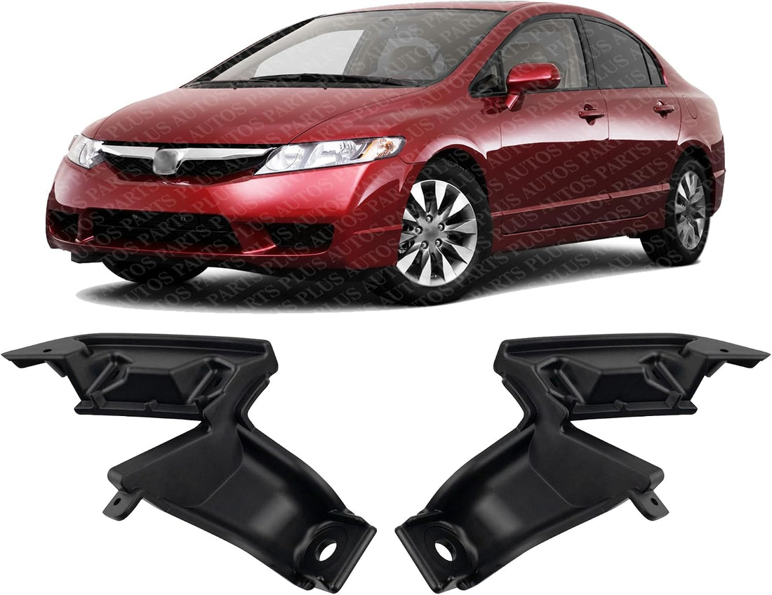 Set Of 2 Front Grille Stay Bracket Plastic Right Passenger & Left Driver Side Direct Replacement Compatible With 2009-2011 Honda Civic HO1207107 HO1207108 71124SVAA50 71129SVAA50