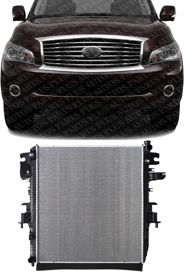Front Radiator Aluminum Core Direct Replacement Compatible With 2017-2020 Nissan Armada / 2011-2013 Infiniti QX56 IN3010210 214101LA0A