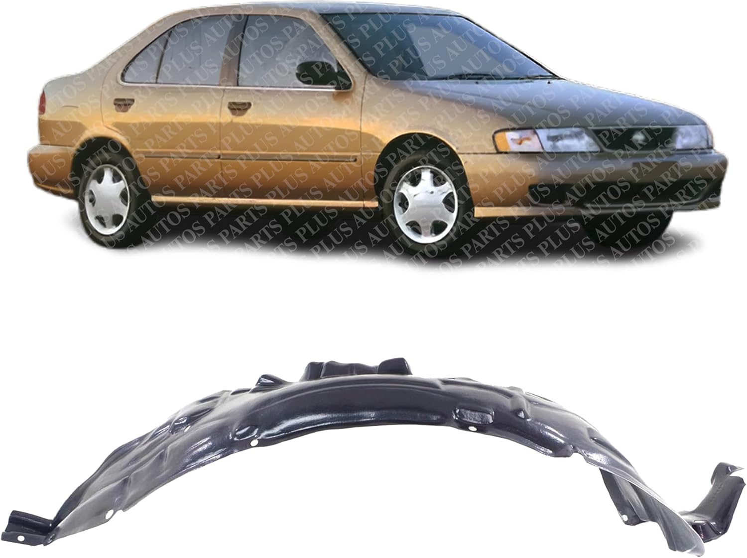 Front Fender Liner Right Passenger Side Direct Replacement Compatible With 1995-1998 Nissan Sentra NI1251101 638421M200