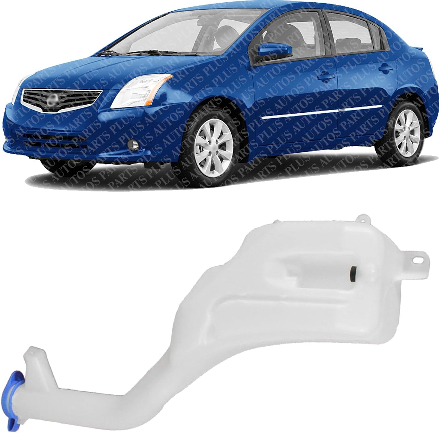 Washer Reservoir With Filler Pump Neck And Cap Direct Replacement Compatible With 2007-2012 Nissan Sentra NI1288104 28910ET000