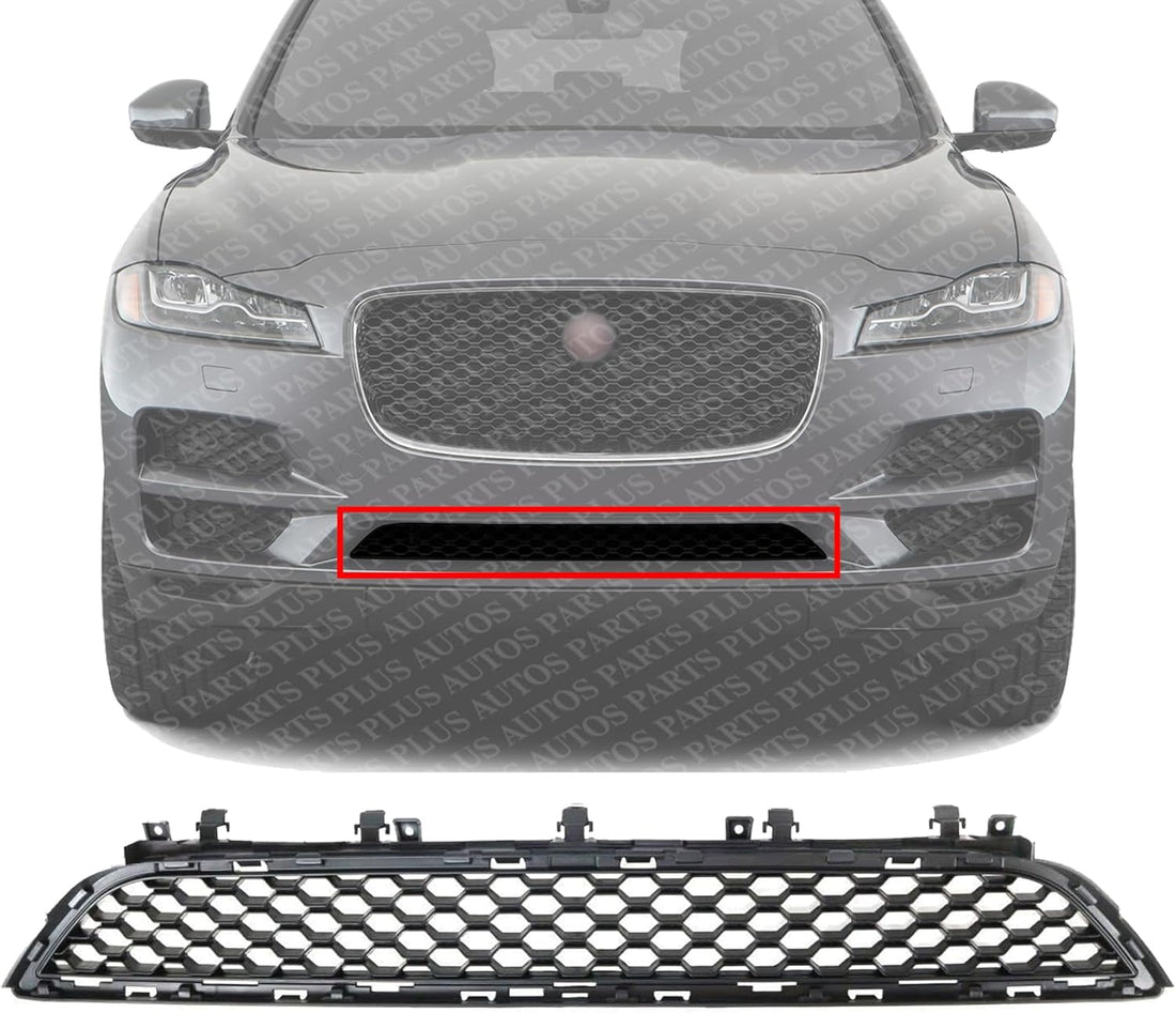 Front Bumper Grille Center Textured Plastic Direct Replacement Compatible With 2017-2020 Jaguar F-Pace JA1036103 T4A6255