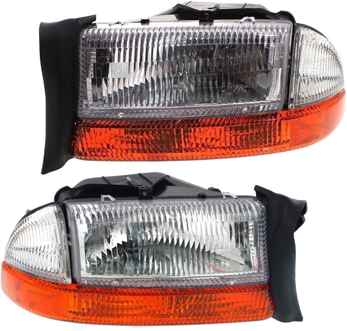 Set Of 2 Front Headlight Assembly Right Passenger & Left Driver Side Direct Replacement Compatible With 1997 Dodge Dakota / 1998 Durango CH2502117 CH2503117 5011407AA 5011406AA