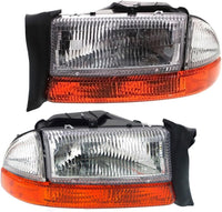 Set Of 2 Front Headlight Assembly Right Passenger & Left Driver Side Direct Replacement Compatible With 1997 Dodge Dakota / 1998 Durango CH2502117 CH2503117 5011407AA 5011406AA