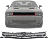 Front Grille Textured Shell And Insert With Chrome Molding Direct Replacement Compatible With 2015-2022 Dodge Challenger CH1200389 68259754AD