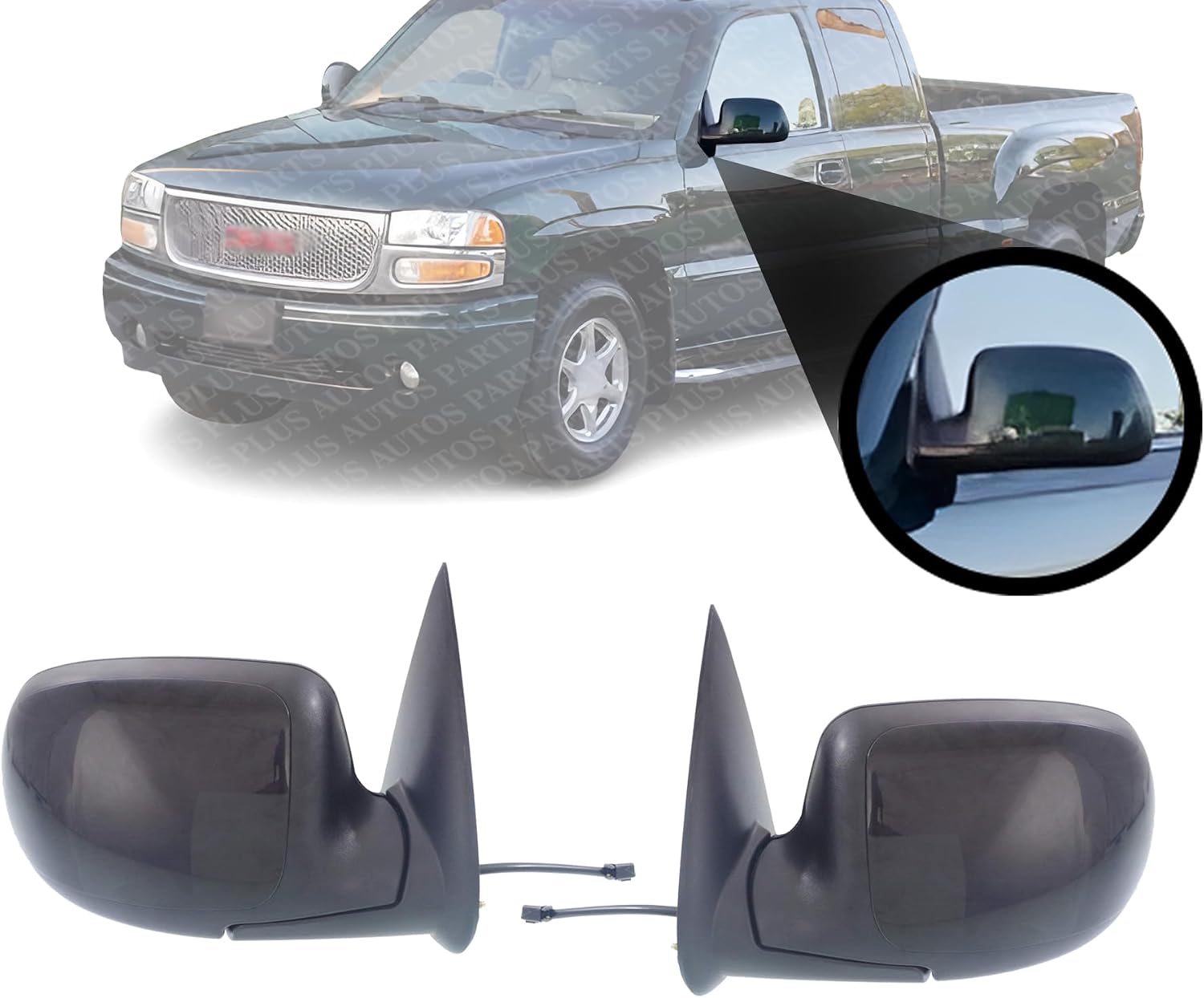 Set Of 2 Front Mirrors Primed Non-Towing Manual Folding Non-Heated Left Driver & Right Passenger Side Direct Replacement Compatible With 1999-2002 Chevrolet Silverado/GMC Sierra