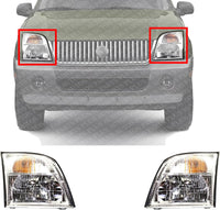 Set Of 2 Front Head Lights Assembly Halogen Plastic Left Driver & Right Passenger Side Direct Replacement Compatible With 2002-2005 Mercury Mountaineer FO2502188 FO2503188