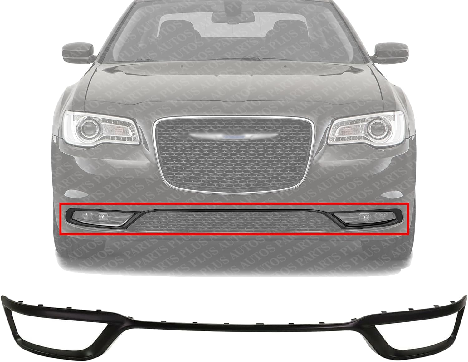 Front Bumper Center Molding Primed Direct Replacement Compatible With 2015-2022 Chrysler 300 CH1044139 5RW99TZZAA