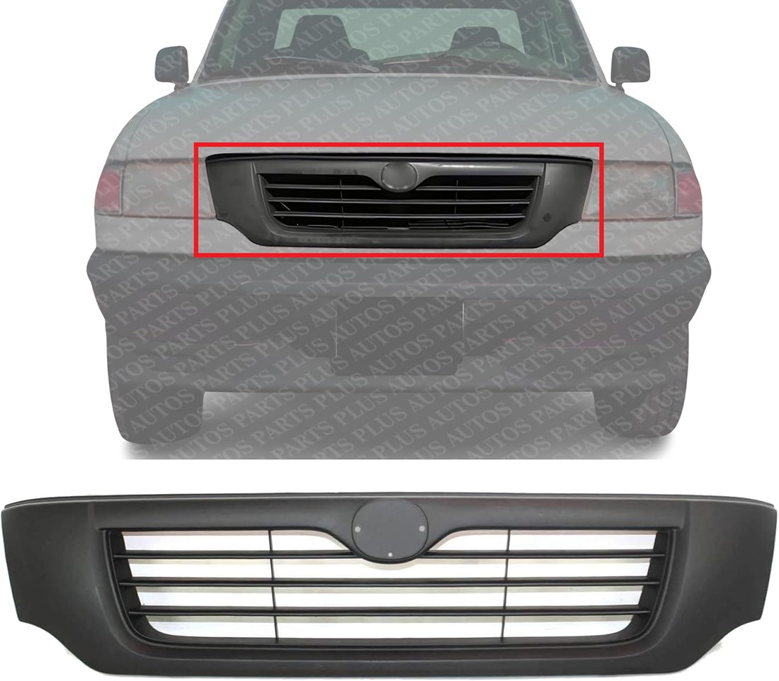 Front Grille Assembly Primed Shell and Insert Plastic Direct Replacement Compatible With 1998-2000 Mazda Pickup MA1200153 1F0050710
