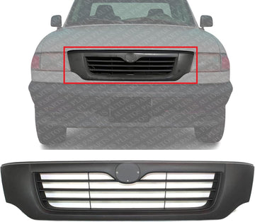 Front Grille Assembly Primed Shell and Insert Plastic Direct Replacement Compatible With 1998-2000 Mazda Pickup MA1200153 1F0050710