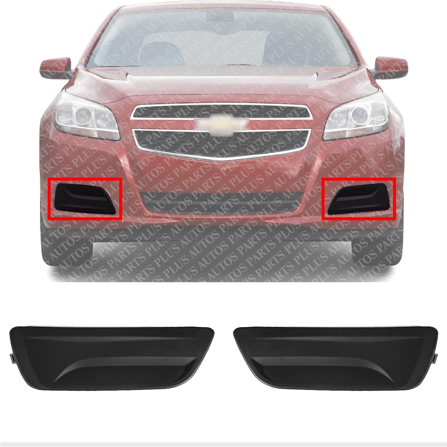 Set Of 2 Front Fog Light Cover Left Driver & Right Passenger Side Direct Replacement Compatible With 2013-2015 Chevrolet Malibu GM1039141 GM1038141 20768847 20768848