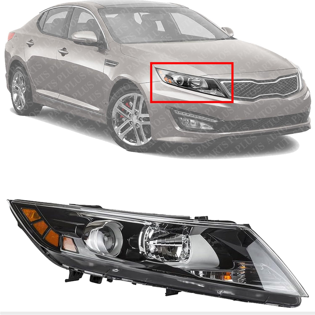Front Head Light Assembly Right Passenger Side Direct Replacement Compatible With 2011-2013 Kia Optima KI2503155 921022T121
