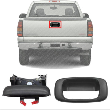 AUTOS PARTS PLUS Tailgate Handle + Outside Bezel Textured Direct Replacement Compatible with Chevrolet Silverado & GMC Sierra 1500 2500 HD 3500 1999-2006 GM1915105 GM1916102 15997911 15228539