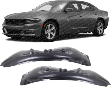 Set Of 2 Front Fender Liner Right Passenger & Left Driver Side Direct Replacement Compatible With 2015-2022 Dodge Charger CH1249171 CH1248171 68205936AH 68205937AH